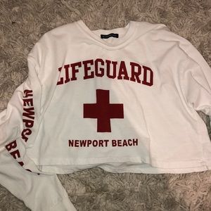 Rare Brandy Melville white crop long sleeve